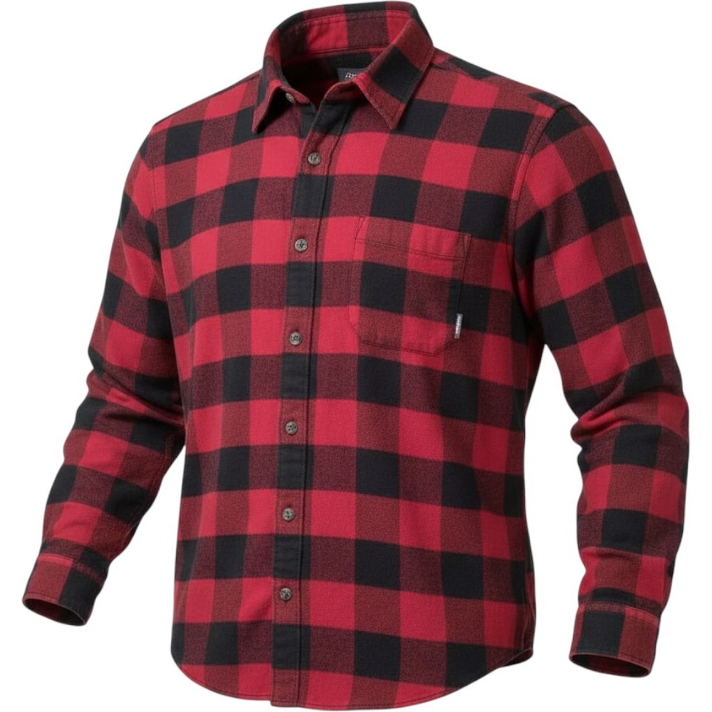 Eddie Bauer Mens Medium Red Black Buffalo‎ Check Flannel Shirt Classic Fit EUC